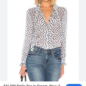 SALONI Emile top- new with tags - Cream and Navy Polka Dot